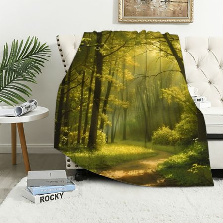 BCIIG Throw Blankets for Sofa Couch Fluffy Cozy Flannel Travel Blanket, Summer Desk Blanket for Work Chair, Lap Blanket & Pet Blanket, Home Decor - Jungle 40x50in