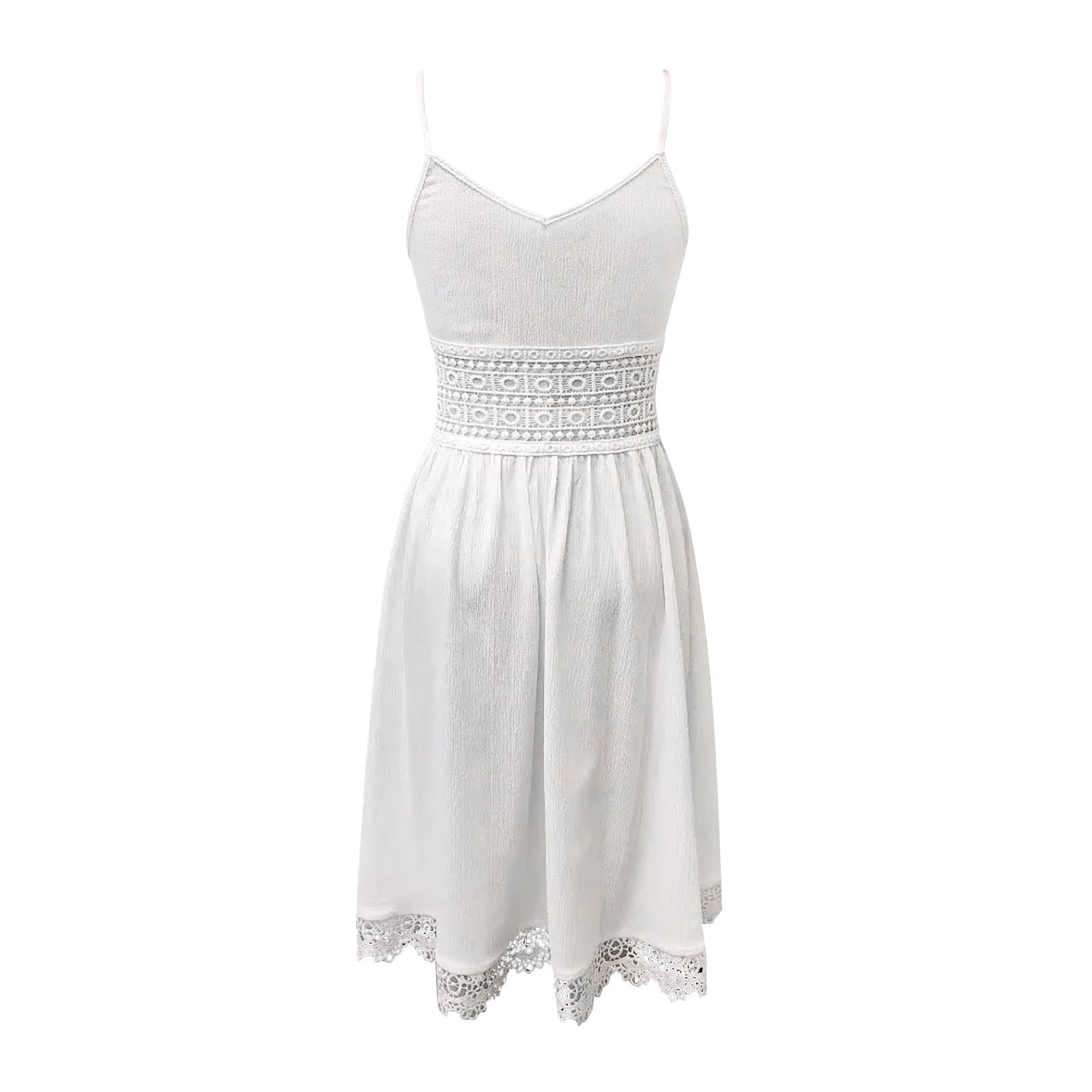 Oplxuo Womens Vintage Western Cowgirl Dresses Sexy Spaghetti Strap Deep V Neck Tie Front A Line Lace Trim Mini Dress