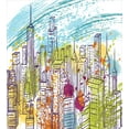 thumbnail image 3 of Ambesonne New York Duvet Cover Sets, Landscape Skyscrapes, 2-King, Yellow and Sky Blue, 3 of 7