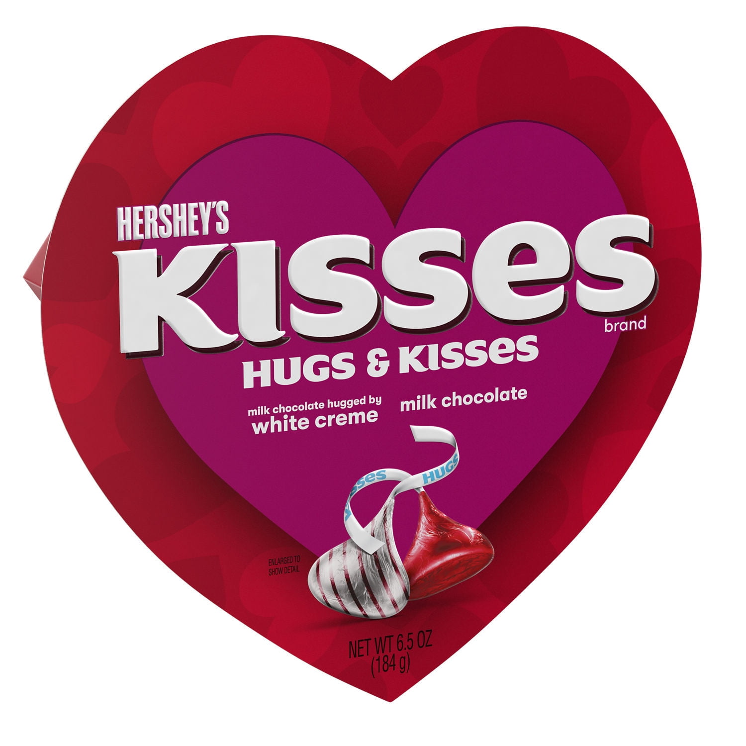 HERSHEY'S, HUGS and KISSES Assorted Milk Chocolate and White Creme Candy, Valentine's Day, 6.5 oz, Heart Gift Box