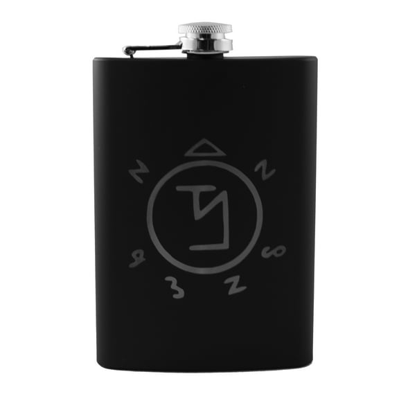 8oz BLACK Angel Ward Flask L1