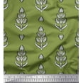 thumbnail image 1 of Soimoi Poly Georgette Fabric Leaves & Paisley Block Printed Fabric 1 Yard 42 Inch Wide, 1 of 3