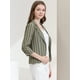 thumbnail image 4 of Blazer De Solapa Con Muescas Y Mangas 3/4 A Rayas Para Mujer ejercito verde L, 4 of 6