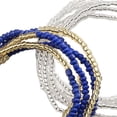 thumbnail image 6 of 2x Waist Bead Chains, Belly Chain, African Bohemian Stylish Elastic Waist Chain, Argent+Navy Blue, 6 of 7