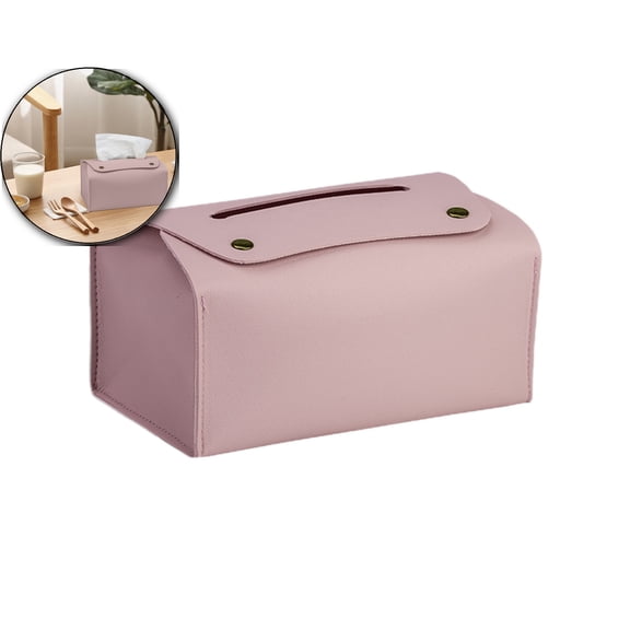 PU Leather Tissue Box Cover, Rectangle Facial Paper Organizer Dispenser, Modern Tissue Case Holder for Vanity Countertop Nightstand Living Room Office Desk Car