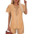 thumbnail image 1 of Ensembles de Pyjama pour Femmes 2 Pcs, Mode Décontractée pour Femmes Manches en Dentelle Imprimée Haut Décontracté Pantalon Ensemble de Pyjama, 1 of 6
