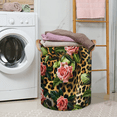 thumbnail image 2 of Qzaxky Leopard Flower Rose Laundry Basket Organizer Foldable Tall Large Laundry Basket Collapsible Folding Laundry Basket Dirty Clothes Fabric, 2 of 7
