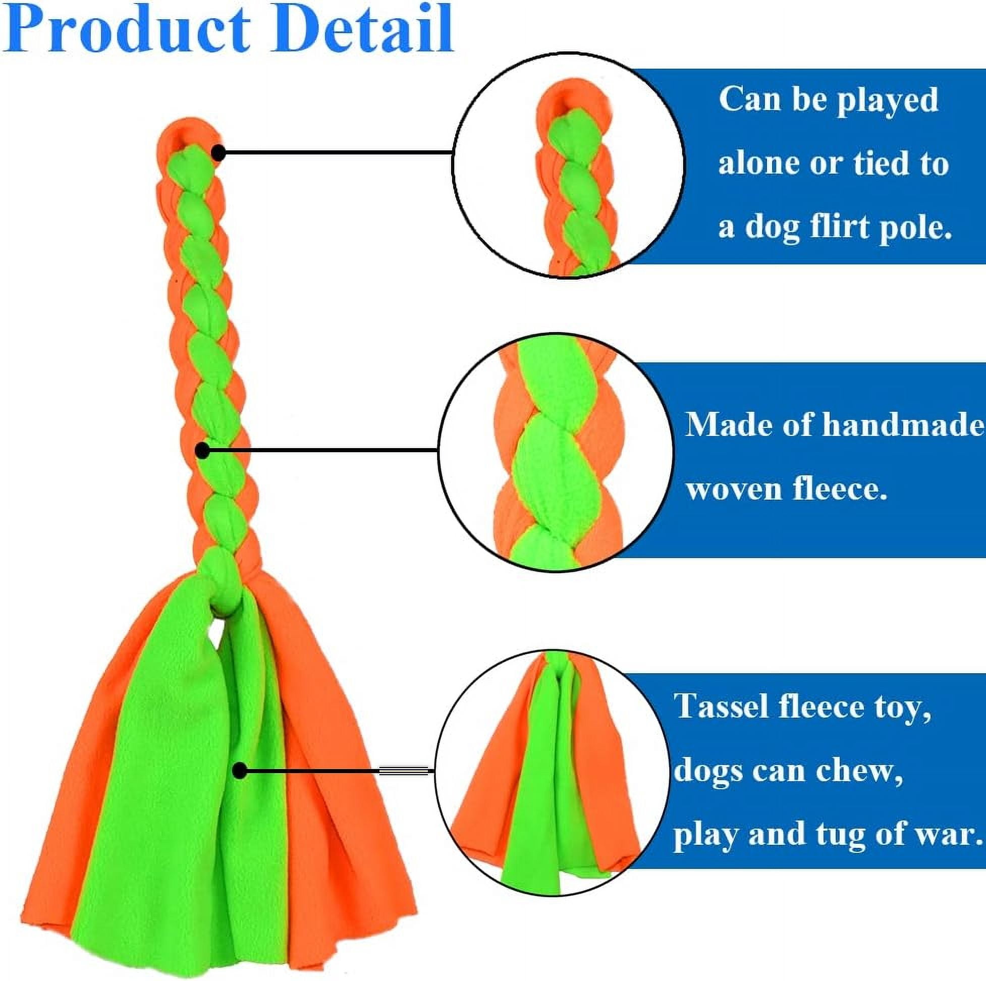 2 Pack Dog Fleece Rope Toy for Dog Chase and Tug Pet Interactive Cotton Chew Toy Dog Tether Lure Toy Dog Flirt Pole Replacement Toys to Outdoor Exercise & Training