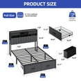 thumbnail image 6 of ModFusion Full Size Modern Upholstered Platform Bed with 6 Storage Drawers & Open Shelves, Iron Wood Bed frame with Charging Station & LED Ligting, No Box Spring Needed, Dark Gray, 6 of 9