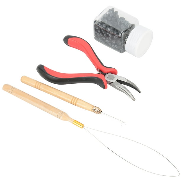 Herramienta para extensiones de cabello, 500 piezas de silicona para extensiones de cabello, alicates para anillos de extensión de cabello, kit de herramientas para