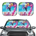 thumbnail image 2 of Naloa Tropical Flamingo Summer Print 2-Piece Windshield Sunshade,Foldable Car Front Window Sun Shades,for Most Sedans SUV Truck-Large, 2 of 6