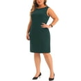 thumbnail image 2 of Agnes Orinda Women's Plus Size Sheath Dress Sleeveless Boat Neck Casual Straight Pencil Work Dresses 3X Dark Green, 2 of 6