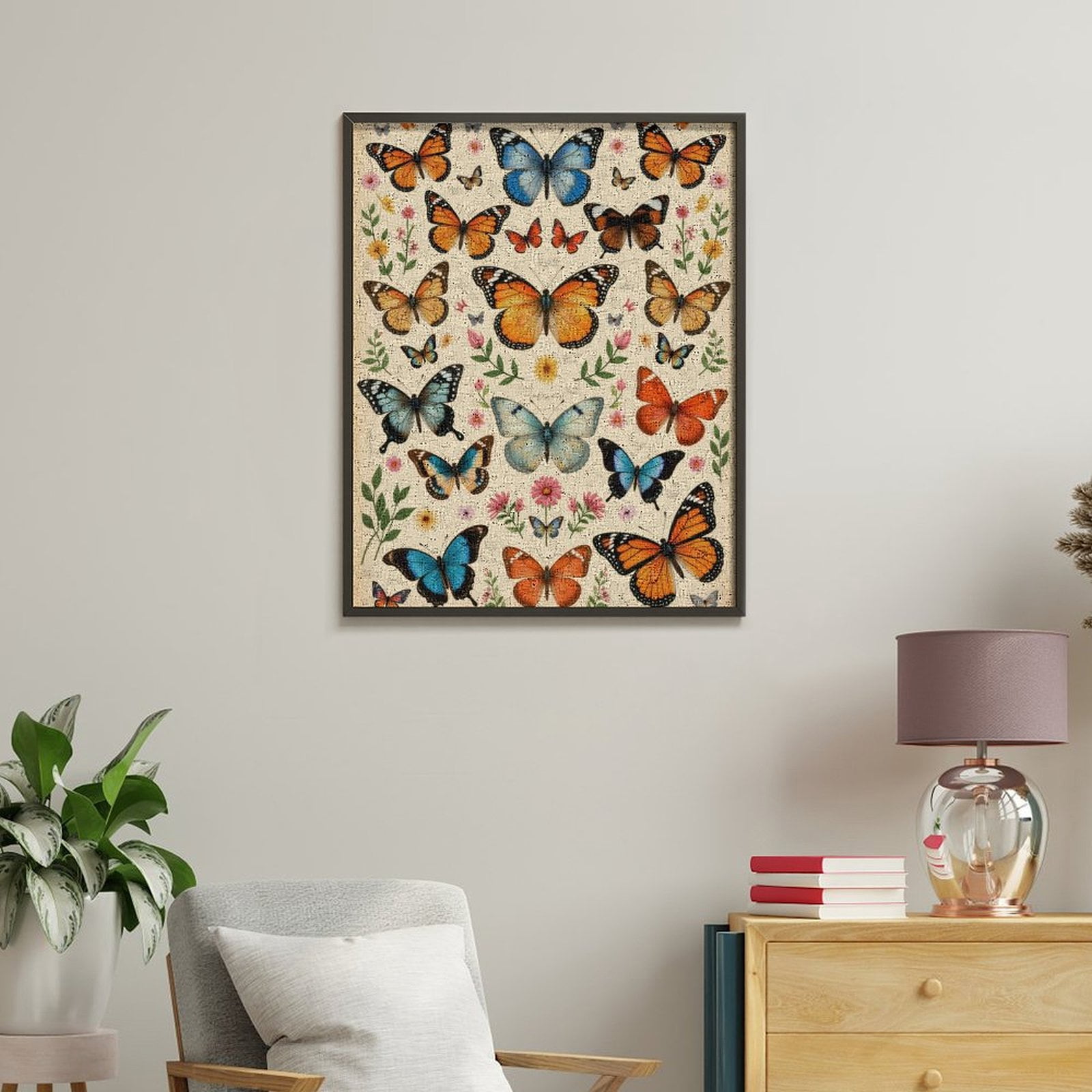 Paint By Numbers Kit for Adults Beginner - Butterfly Botanical Art Print DIY Canvas Painting Kits for Adults, Frameless Paint By Number for Adults for Home Wall Decor 16x20 Inch