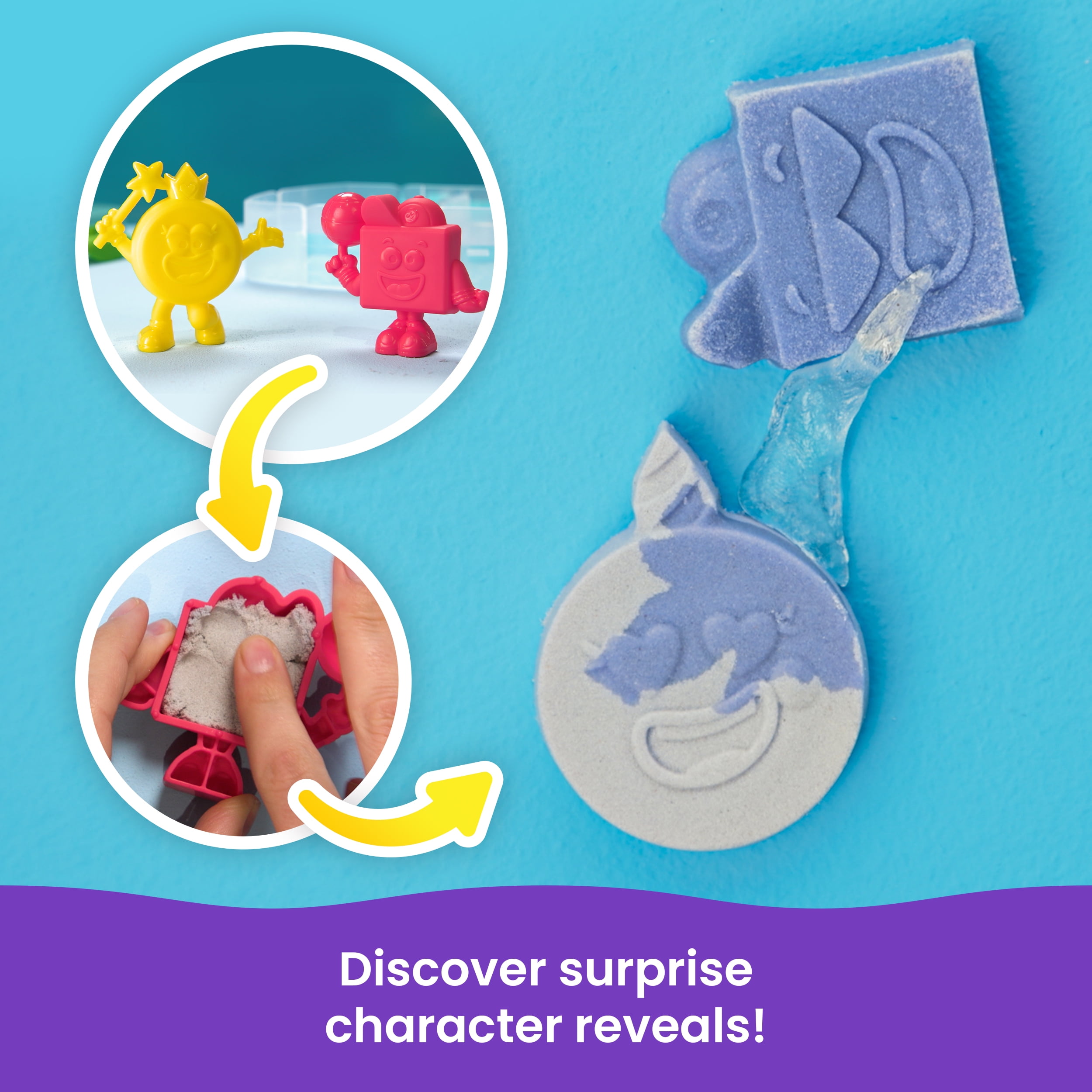 Sable Kinetic Sand, Coffret découverte Splash avec 170 g de sable de jeu qui change de couleur, 3 outils et moules, rangement réutilisable, jouets sensoriels pour enfants à partir de 3 ans Kinetic Sand