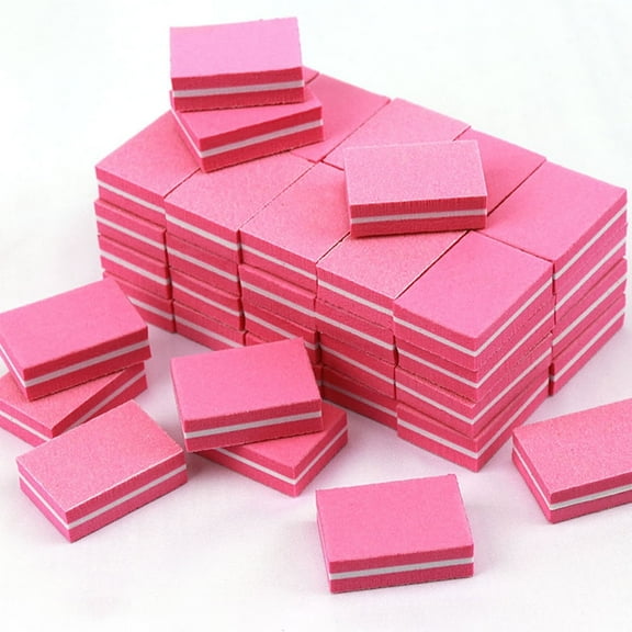 Mictong polishing block nail file, 100/180 grit sponge nail file, suitable for crystal nails, mini polishing block double-sided, suitable for nail tools, pink, 50 pieces