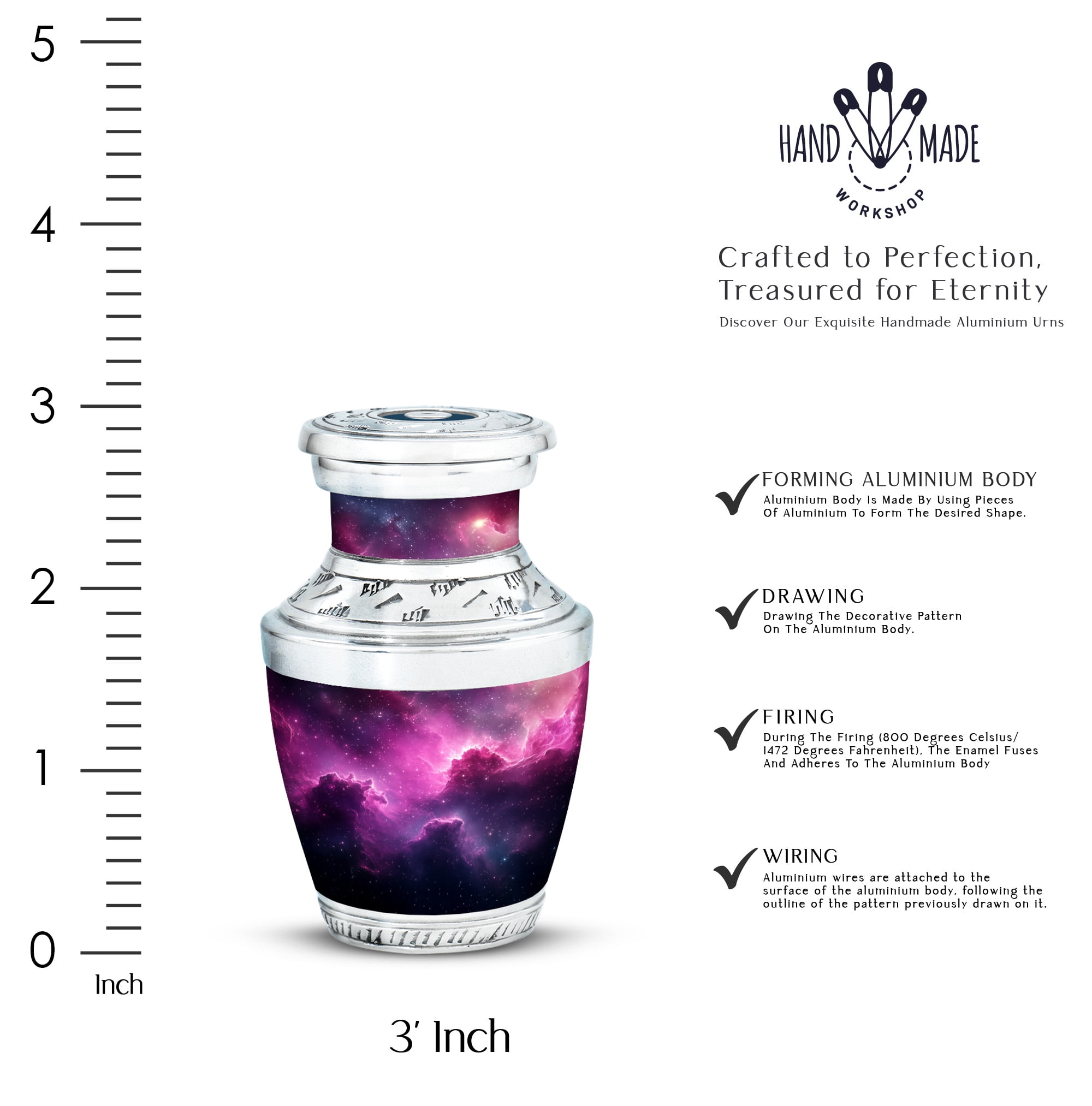 JAGASY Pink Galaxy Stars Urn for Boy & Girl - Purple Small Urn for Ashes Adult Male - Tiny Nebula Clouds Decorative Cremation Urns - Keepsake Funeral Urns for Child - (3 Inch)