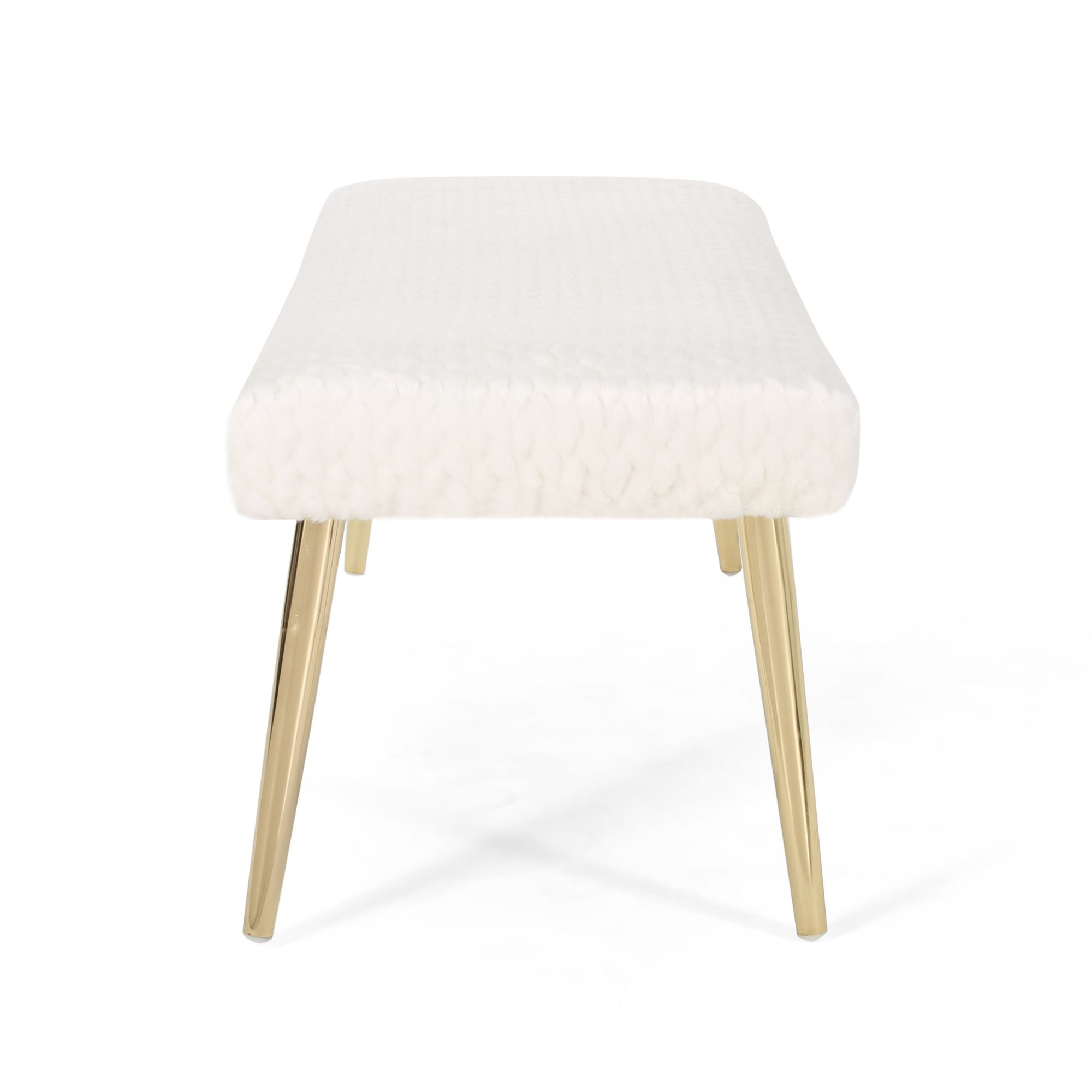 48.75" White and Gold Contemporary Rectangular Bench