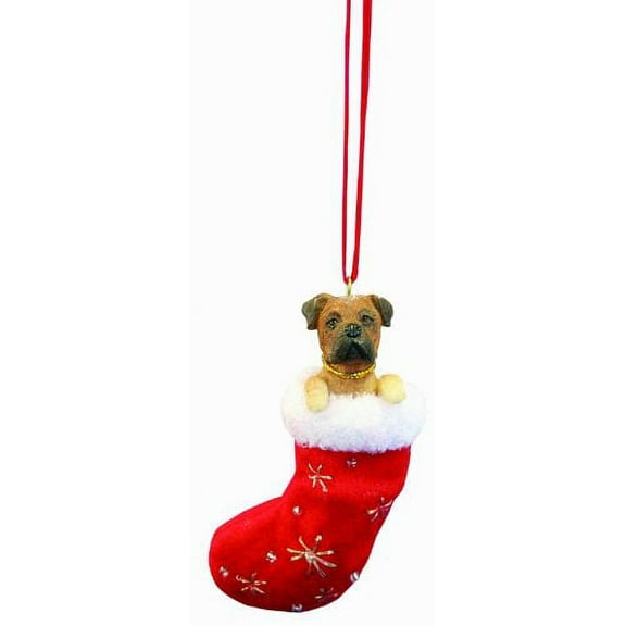 Bull Mastiff Christmas Stocking Ornament with "Santa's Little Pals" Hand Painted