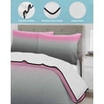 thumbnail image 4 of Quilts Full Size, Pink Grey Ombre Soft Comforter Bedding Set for Bed, Modern Geometric Striped Abstract Art Lightweight Quilted Bedspread with Pillow Cover(2 Pieces) for All Season, 78x90 Inch, 4 of 6