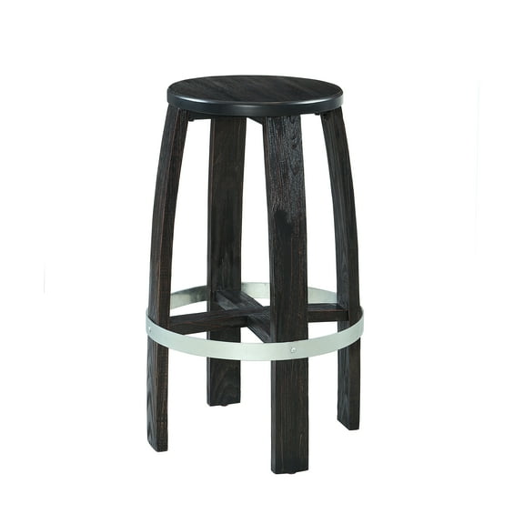 Powell Seaver 30" Round Swivel Backless Barstool, Rustic Dark Brown