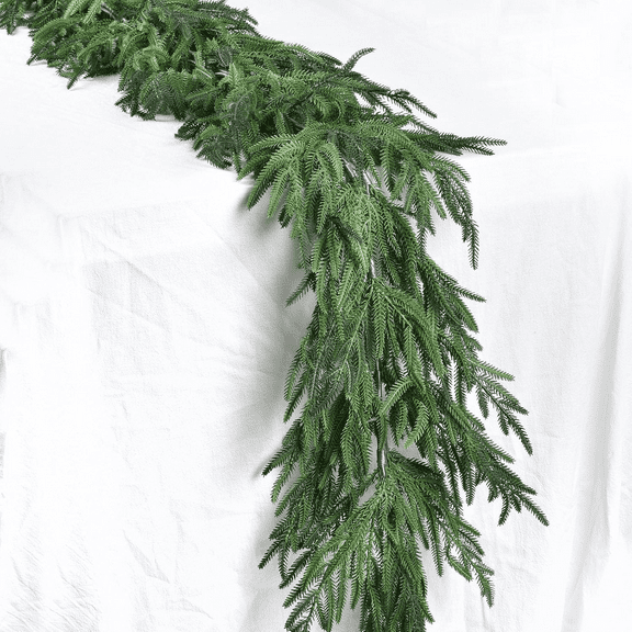 Guvpev 6FT Norfolk Pine Garland Christmas Decorations, Artificial Pine Greenery Garland, Real Touch Norfolk Pine Garland Ornament or Mantel, Table, Fireplace, Indoor, Outdoor, Christmas, Home Decor