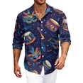 thumbnail image 2 of LNZGNM Men's Mardi Gras Shirt Lapel Mask Printed Button Down Shirt Plus Size Long Sleeve T-Shirt Fashion Mardi Gras Tops,Purple Pink M, 2 of 6