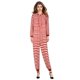 thumbnail image 3 of Pijamas navideños de talla grande para parejas, monos a rayas rojas y blancas para adultos con mono con cremallera, ropa de dormir con capucha, 3 of 4