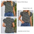 thumbnail image 3 of Mujeres de manga corta Top floral impresión frill TRIM moda casual blusa para el hogar citas trabajo, 3 of 8