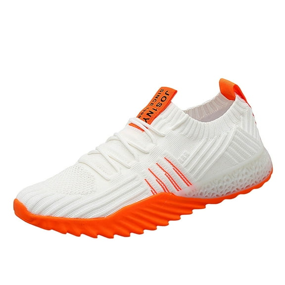 CAICJ98 Mens Sneaker Arch Support Comfort Walking Shoes Lightweight Mesh Casual Work Shoes Non Slip Running Shoes for Men Orange,8