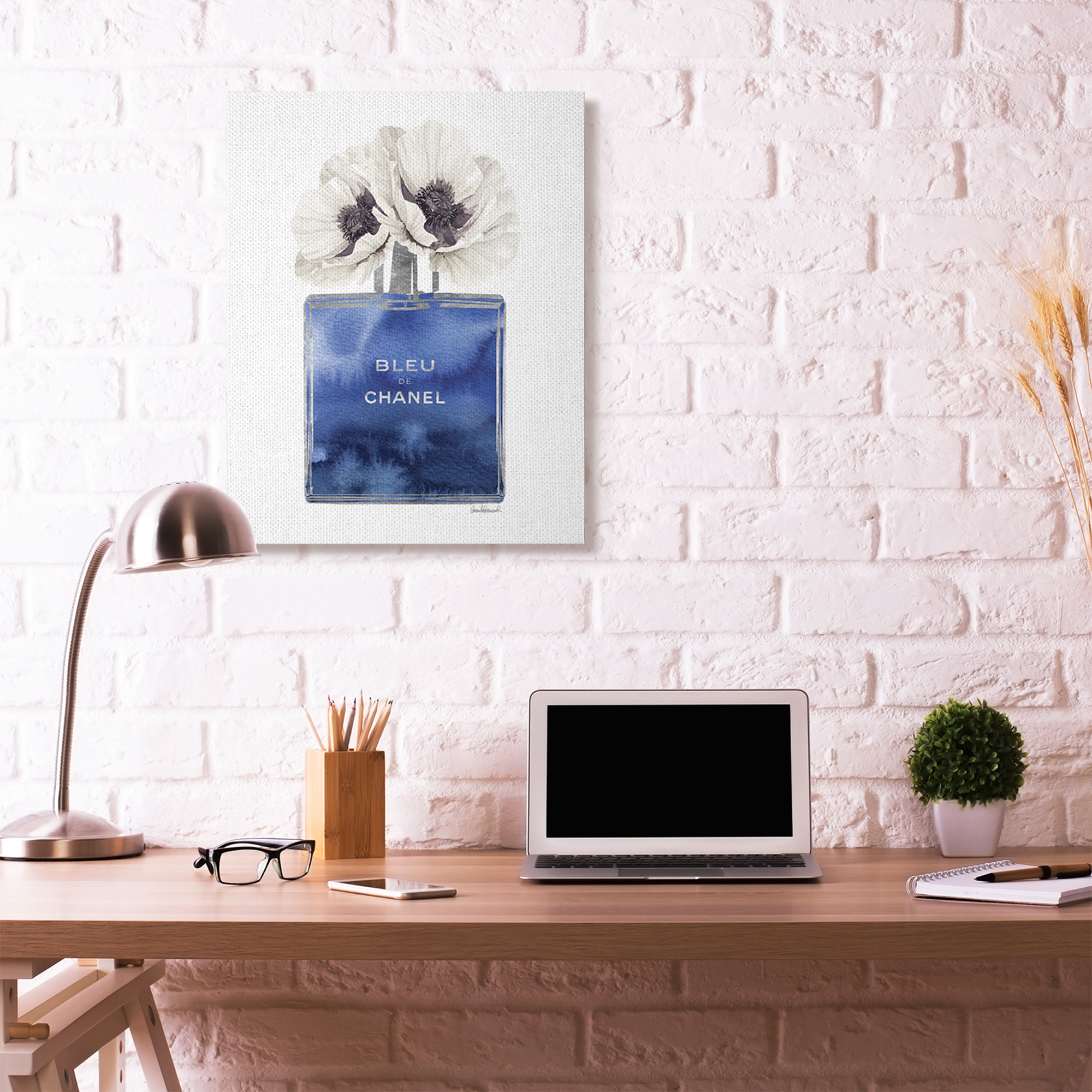 Stupell Industries Fashion Designer Perfume Flower Blue Watercolor Canvas Wall Art by Amanda Greenwood