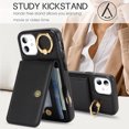 thumbnail image 3 of Allytechgroup iPhone 12 Mini Wallet Case, Ring Holder Stand Cards Slots Shockproof Retro Flip Back Cover Phone Case for Apple iPhone 12 Mini, Black, 3 of 6