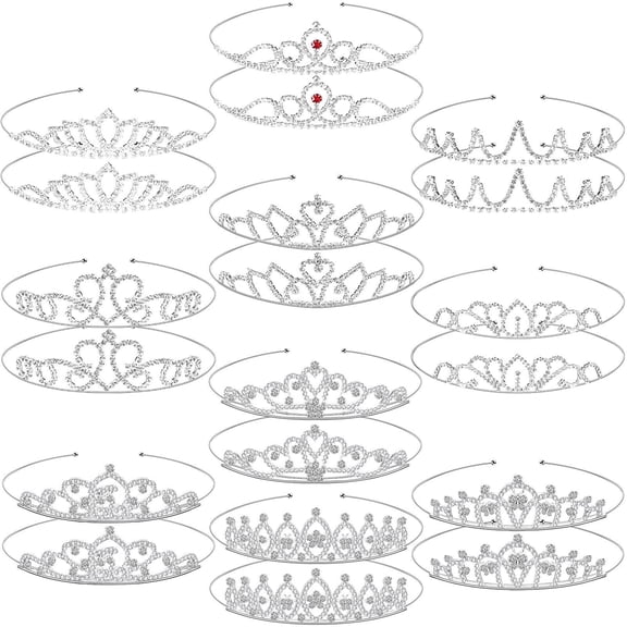 20 Pieces Girls Tiara Crown Silver Princess Crowns Girls Crystal Tiaras for Wedding Birthday Party (Cute Style)