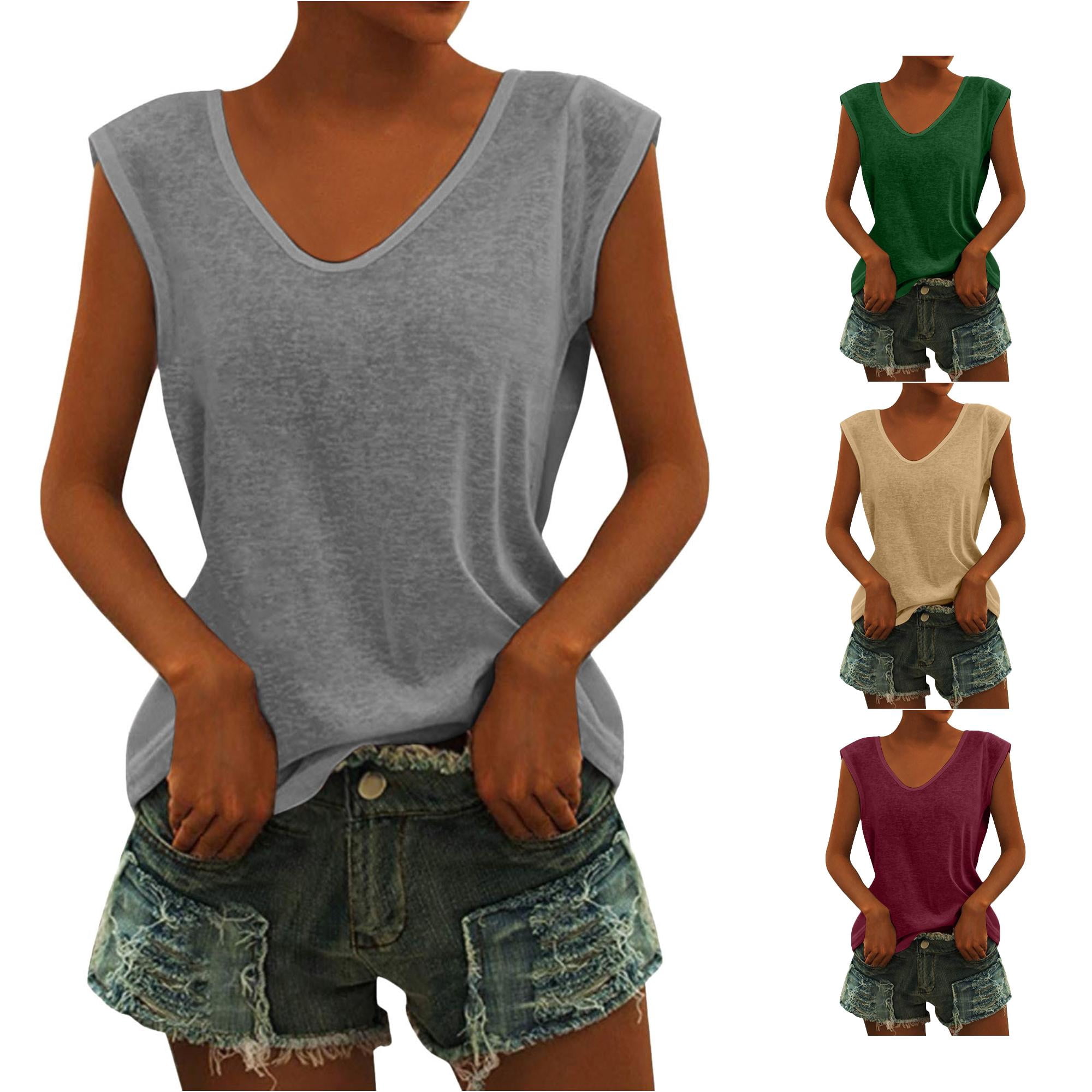 Women's Cap Sleeve Casual Loose Fit Basic Shirts Tank Tops Women T Shirts Loose Medium Women Shirt Loose Fit Women