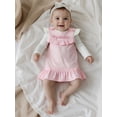 thumbnail image 5 of BemeyourBBs Toddler Baby Girls 2 Piece Big Sister Outfit Long Sleeve Crew Neck T-shirt with Plaid Overall Dress Spring Fall Winter Clothes, 5 of 9