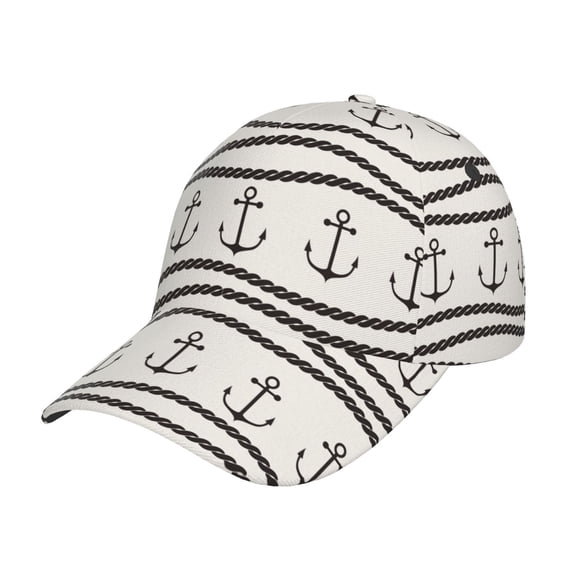 Pofeuu Anchors and Ropes Print Adult Adjustable Embroidered Graphic Baseball Hat for Men and Women