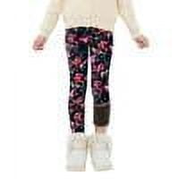 Ougyinr Kids Baby Girls Leggings Fleece Tights Stretchy Footless Thick Printing Skinny Trousers Teenage Child 2 Pack Legging Pants 3-11 Years