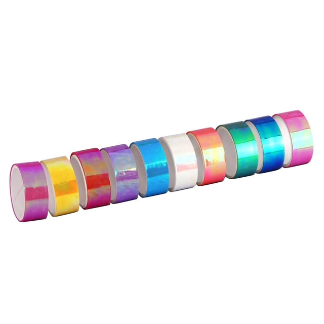 Miangastore 10 Roll Colorful Shiny Adhesive Tape Colored Notebook Decor DIY Craft Creative Adhesive Tape Sticky Tape