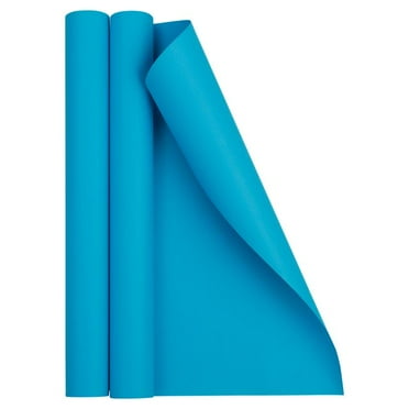 JAM Paper Matte Wrapping Paper, 52.6 Sq ft Total (17 in x 18 Ft Each), Bright Blue/Peacock Blue, 2 Rolls