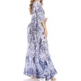 thumbnail image 4 of Sakkas Anahi Flowy Design V Neck Long Caftan Dress / Cover Up With Rhinestone - TB269-Blue - One Size, 4 of 5