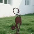 thumbnail image 4 of 1pc Rustic Iron Cat Fence Decor, Garden Outdoor Feline Statue Ornament, Suitable for Lawn, Wooden Posts, Garden Party, Gift, Halloween, Christmas, 4 of 18