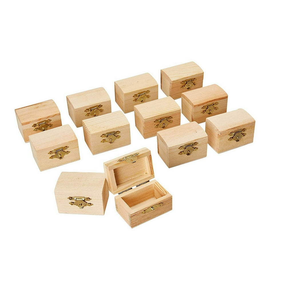 Juvale Unfinished Wood Treasure Chest 12Pack Wooden Treasure Boxes