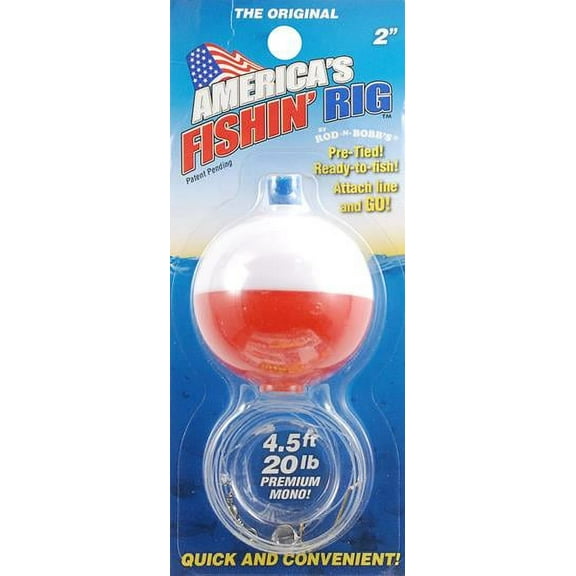 Rod-N-Bobb Original Fishin' Rig, Red/White, 2"