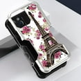 thumbnail image 3 of Case and Pouch Bundle for iPhone 14: Heavy Duty Armor Rugged Case (Eiffel Tower Flowers) and Vertical Rugged Nylon Belt Holster, 3 of 9