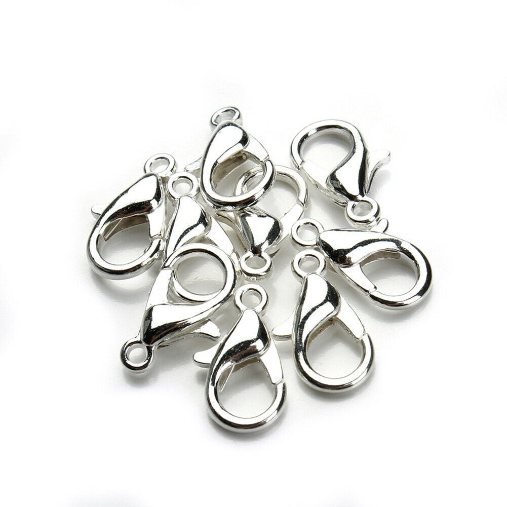 Antique Elephant Shaped Buckle Jewelry Making Lobster Key Clasp Chain Silver Tone 10Pcs 