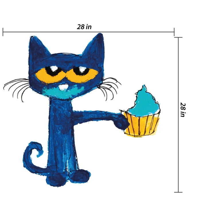Pete The Cat Wall Decal – Reading Quote & Groovy Flower Vinyl Sticker For Kids' Rooms, Classroom, Nursery (30\"x17\")