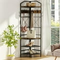 thumbnail image 5 of Cvortll 4-Tier Corner Coat Rack, Farmhouse Entryway Hall Tree with Shoe Storage and Hooks, Wood Corner Rack Clothes Shoe Shelf Organizer for Home, 5 of 10