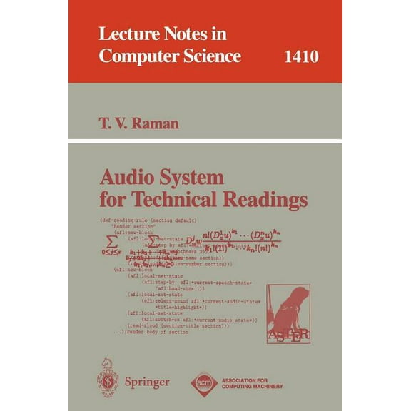 Lecture Notes in Computer Science Audio System for Technical Readings, Book 1410, (Paperback)