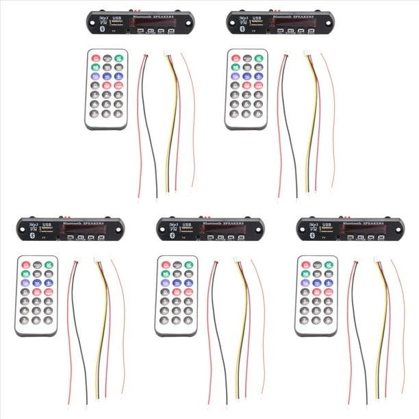 5X Bluetooth 5.0 MP3 Decodificador Tablero DC 5V 12V Coche FM Radio Módulo Soporte TF USB AUX para Teléfono del Coche