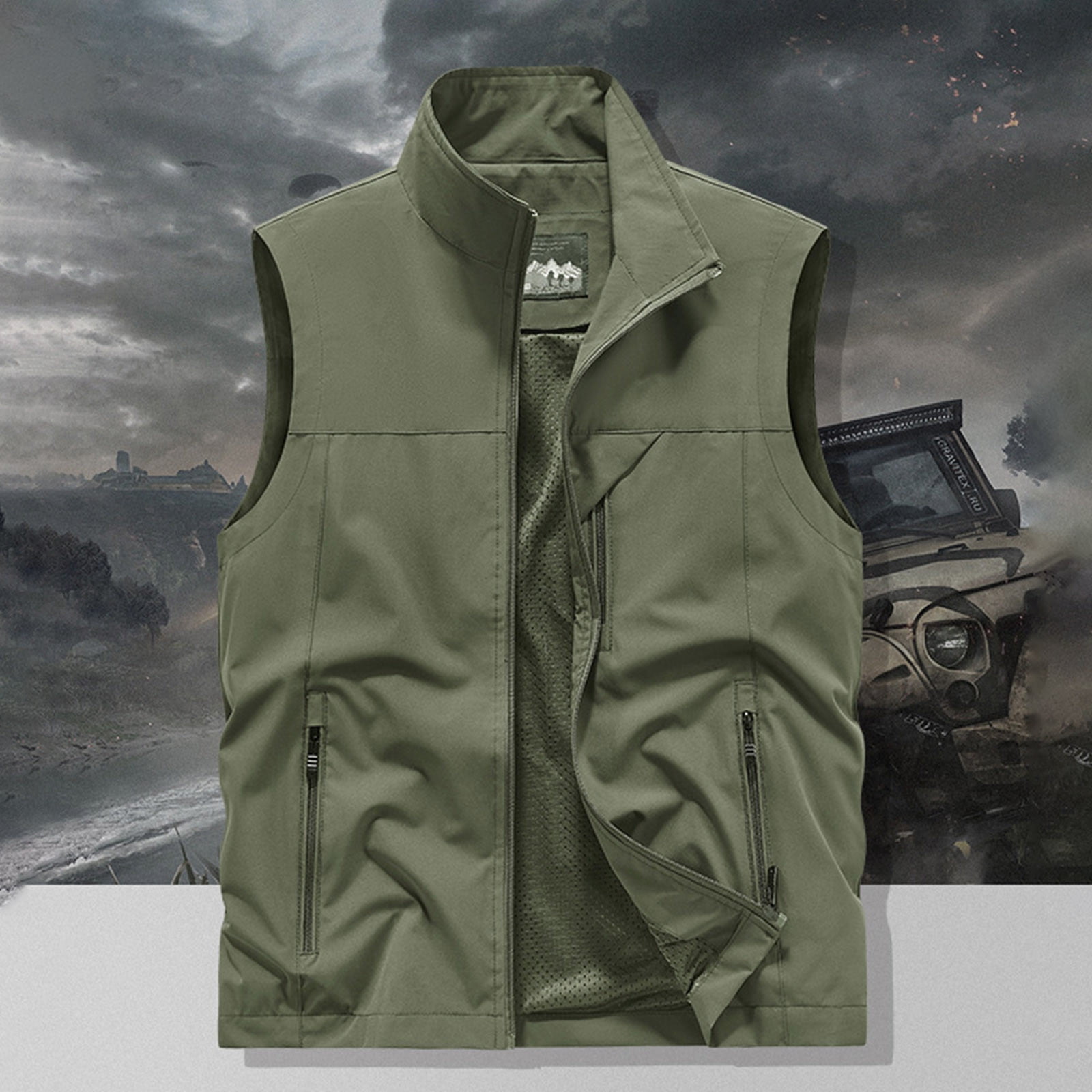 Men's Lightweight Softshell Vest Windproof Sleeveless Jacket for Travel Hiking Running Golf