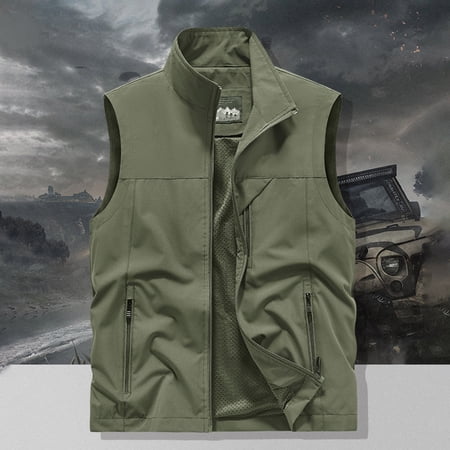 Men s Sleeveless Cargo Vest Summer Outdoor Fishing Gear Multiple Utility Pockets Lightweight Photographer
